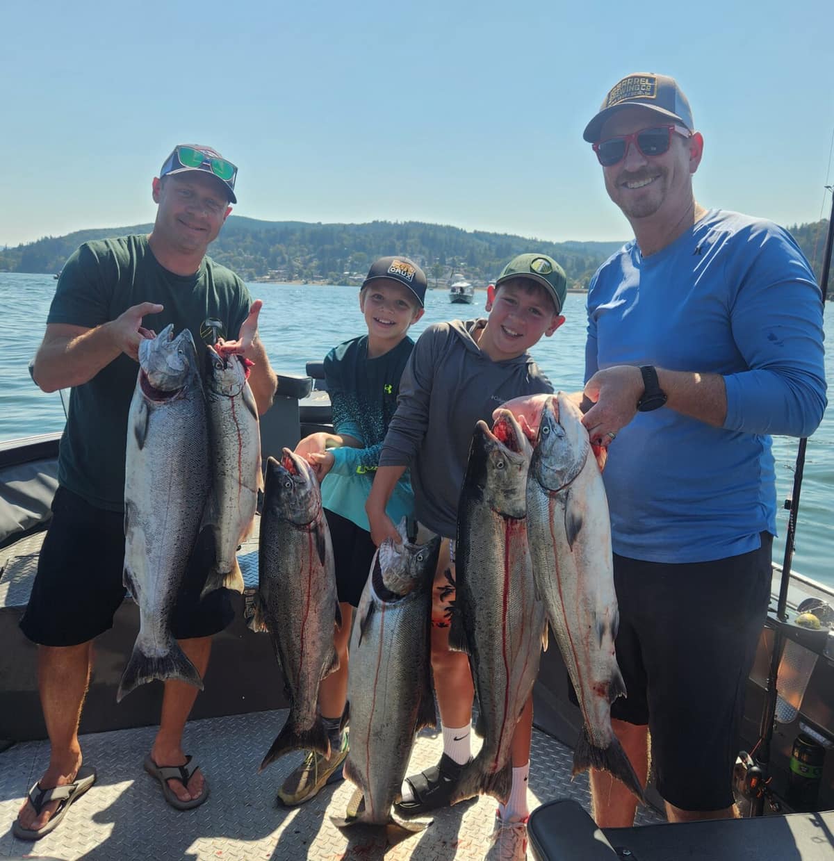 Guests aboard with a limit of Columbia River salmon