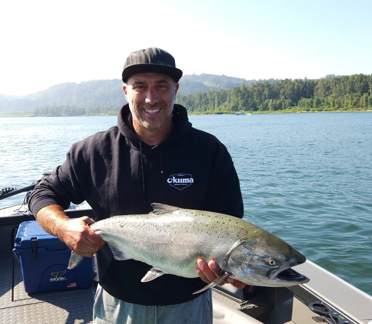 Captain Ryan holding a Columbia River chinook